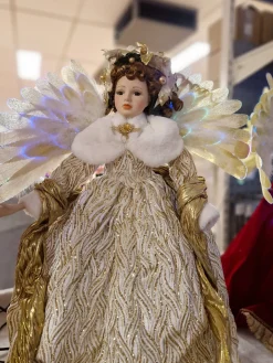 Ange en fibroptique or et blanc