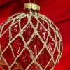 Boule de Noel rouge à facettes