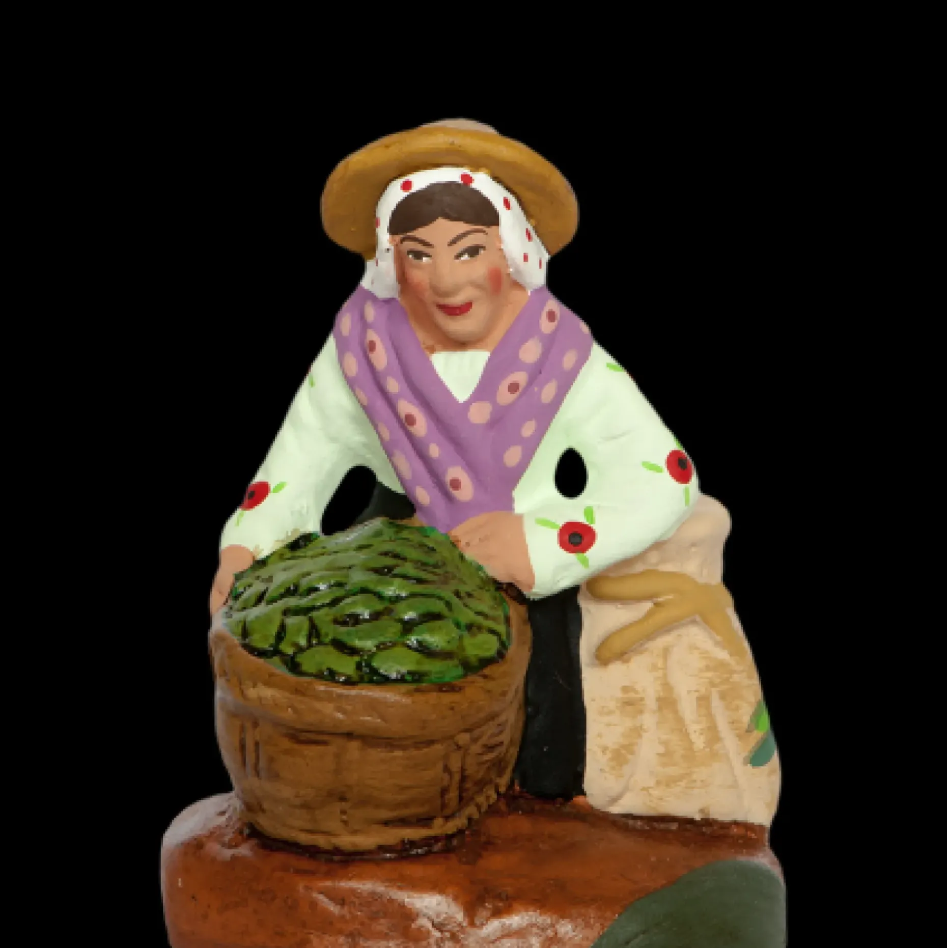 Femme olives à genoux