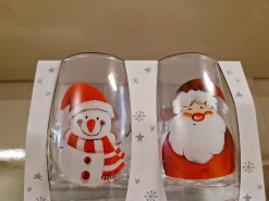 Lot de 2 verres Père noel-bonhomme de neige